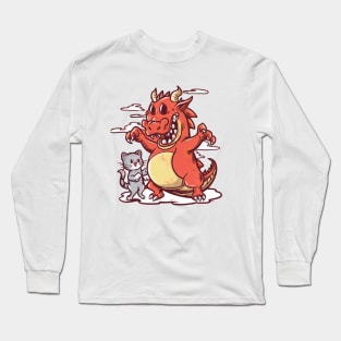 Kung Fu Dragon Fumble, Chinese Cartoon Style Long Sleeve T-Shirt